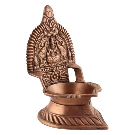 Hindu Laxmi Ashtadhatu Oil Lamp Ethnic Ritual Oil Lamp